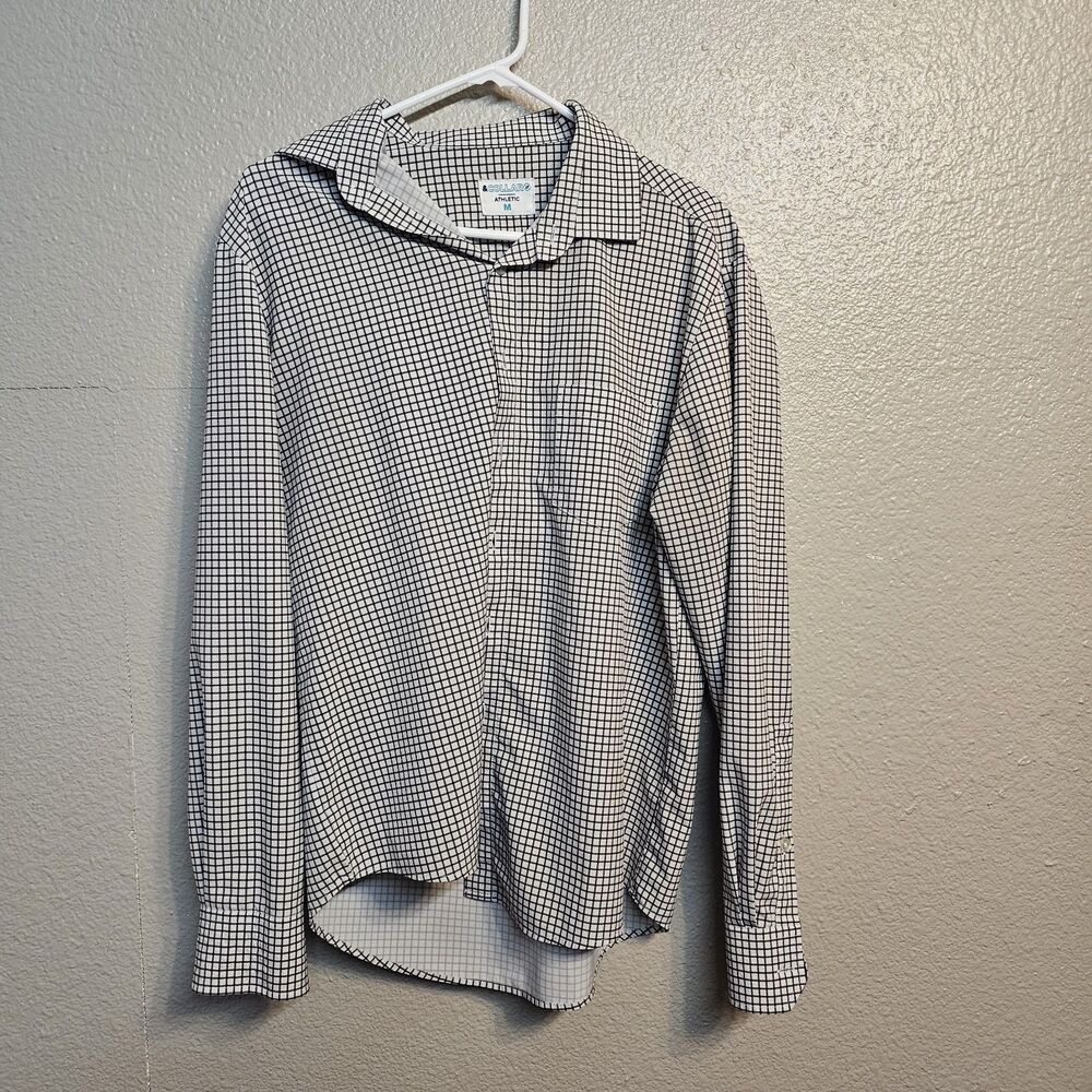 &Collar Athletic Performance Dress Shirt Mens M White Black Check  Casual T669